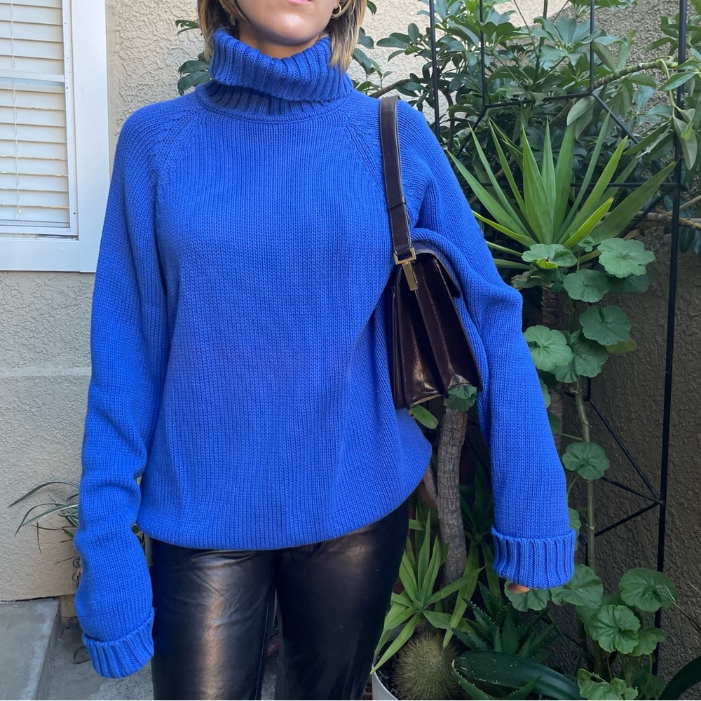 Vintage royal blue Calvin Klein knitted cotton oversized sweater